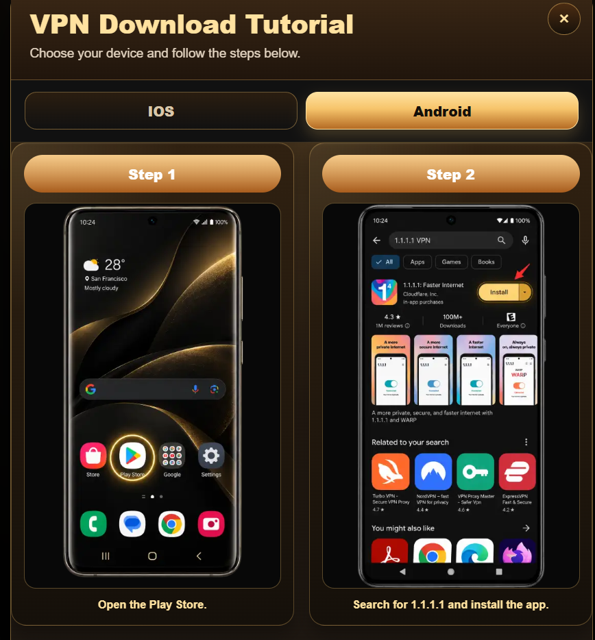 Android VPN setup, step 1